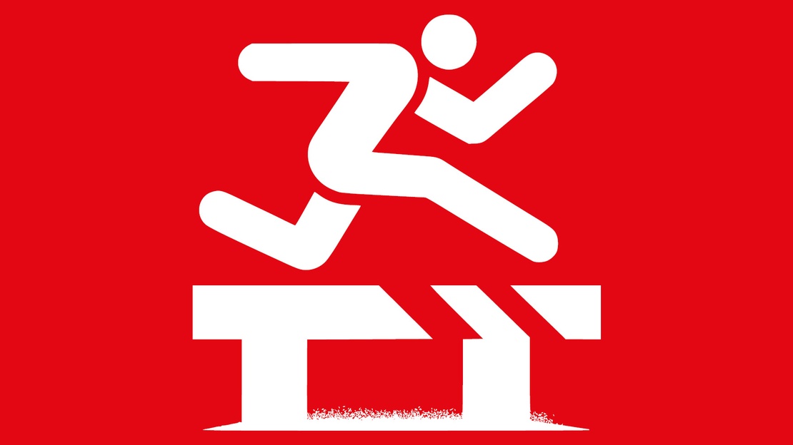 Ein Hürdenläufer als Grafik dargestellt