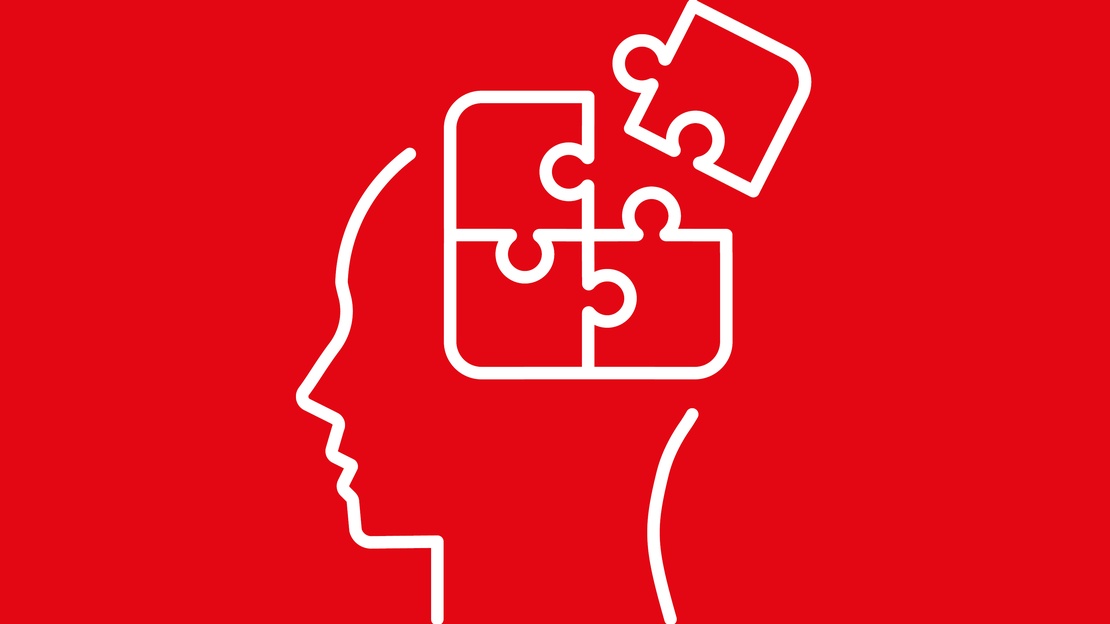 Kopf mit Puzzleteilen als Grafik